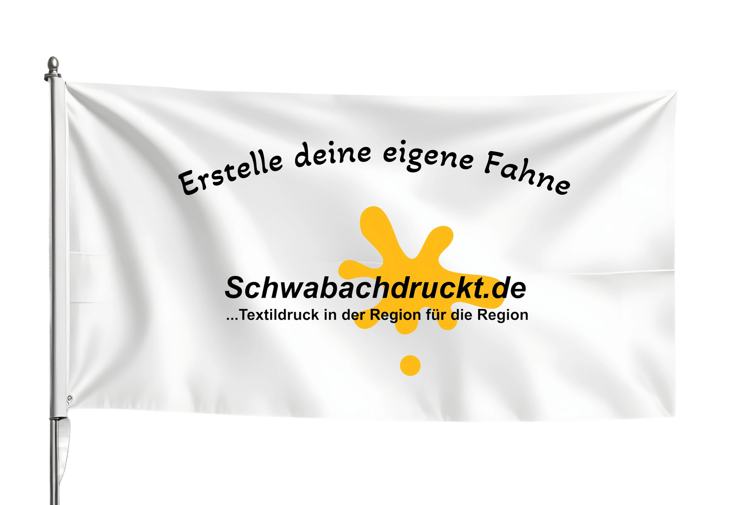 Individuelle Flagge – 110 g/m² Polyester, personalisierbar mit Hohlsaum (Standard), Ösen oder Karabiner (100 x 150 cm) – Ohne Fahnenmast oder Stange